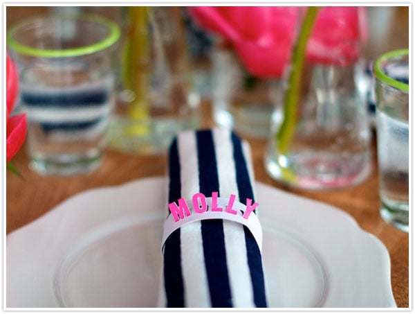 diy napkin ring place card craft project easy paper bright summer colors wedding ideas