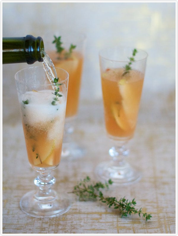 Sparkling Pear & Thyme Cocktail | Camille Styles
