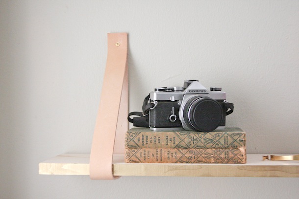 DIY leather-suspended shelf | Claire Zinnecker for Camille Styles