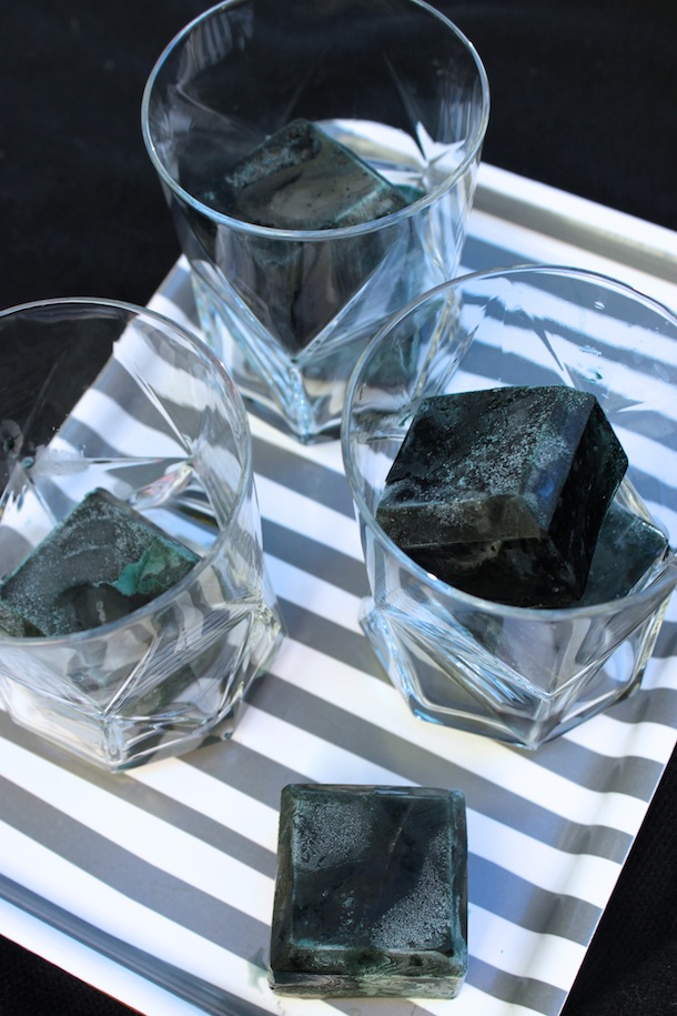 Black Ice Cubes for a Black Licorice Cocktail recipe for Halloween | Camille Styles