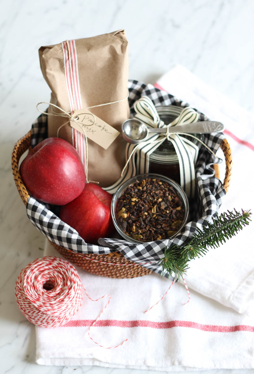 Breakfast Gift Basket with Pancake Mix, Jam, Apples and Tea