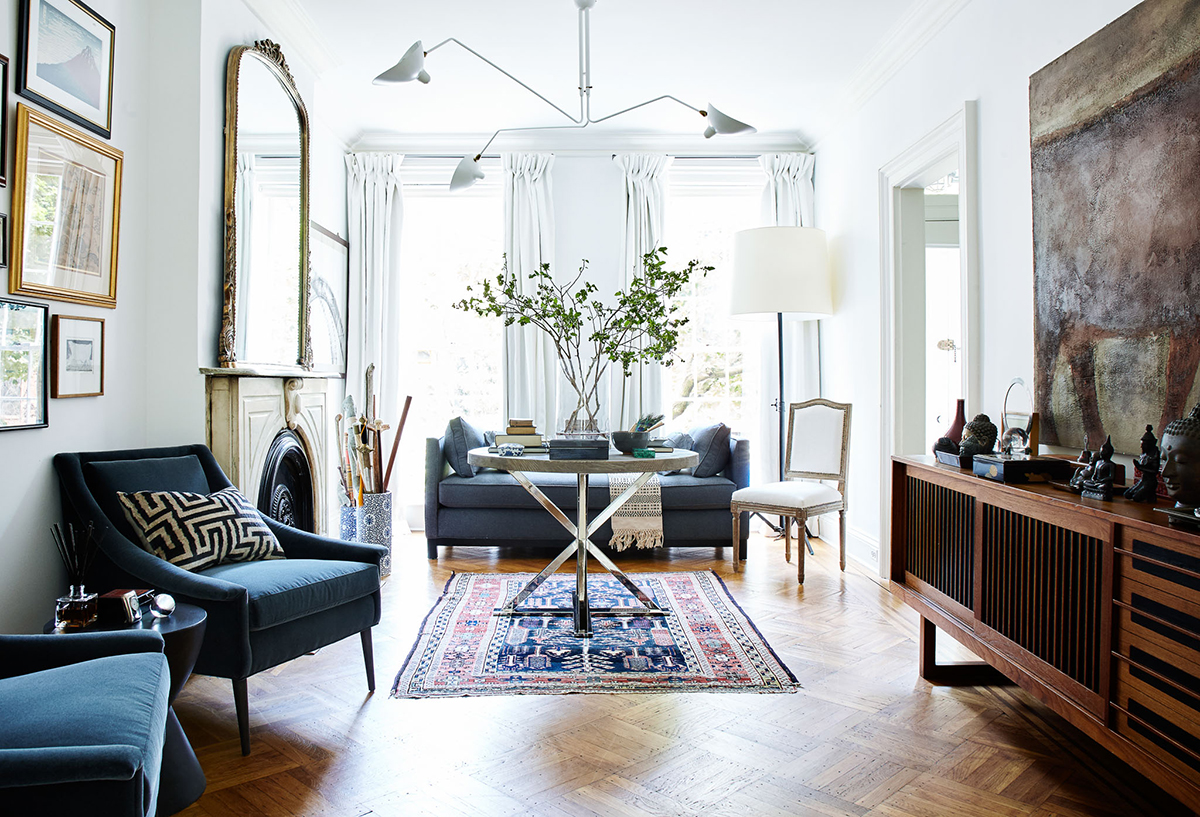 modern brownstone living room