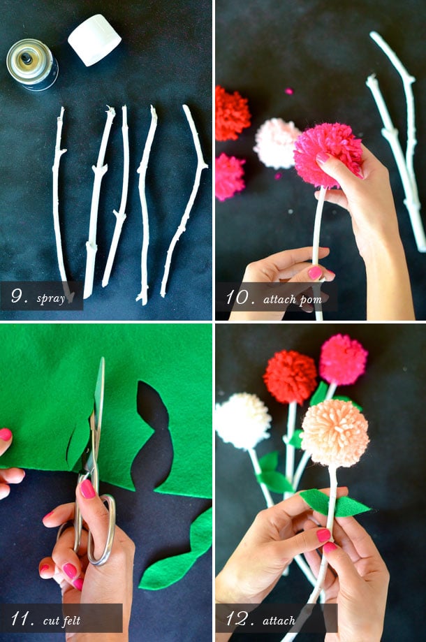 How to Make a Yarn Pom Pom Flower Bouquet | Camille Styles