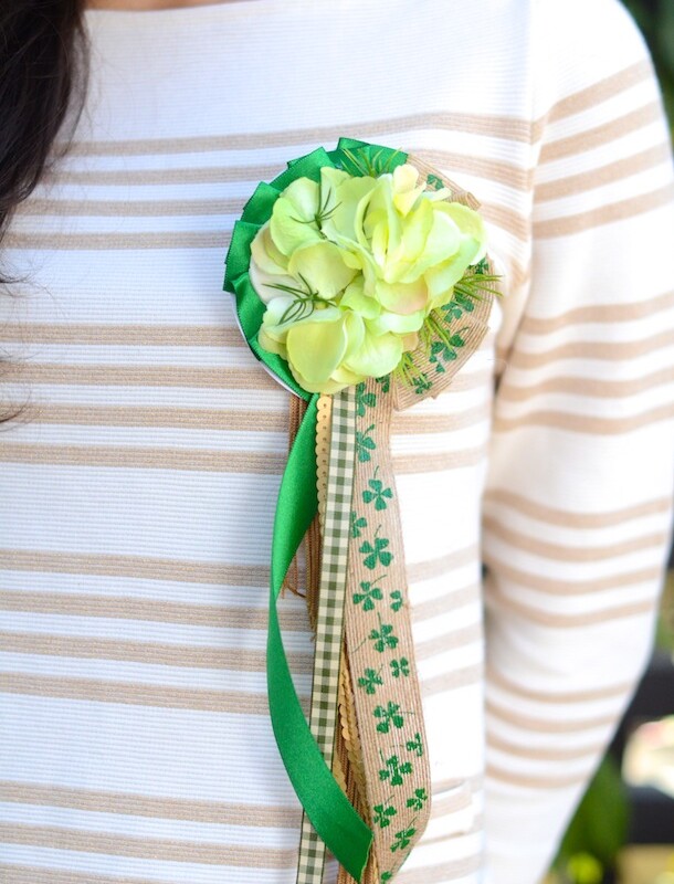 Lucky Charm Corsage for St. Patricks Day | Camille Styles