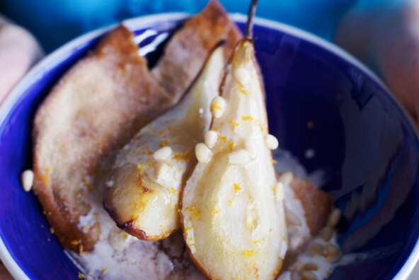 Moroccan Roasted Pears with Ricotta Recipe | Camille Styles