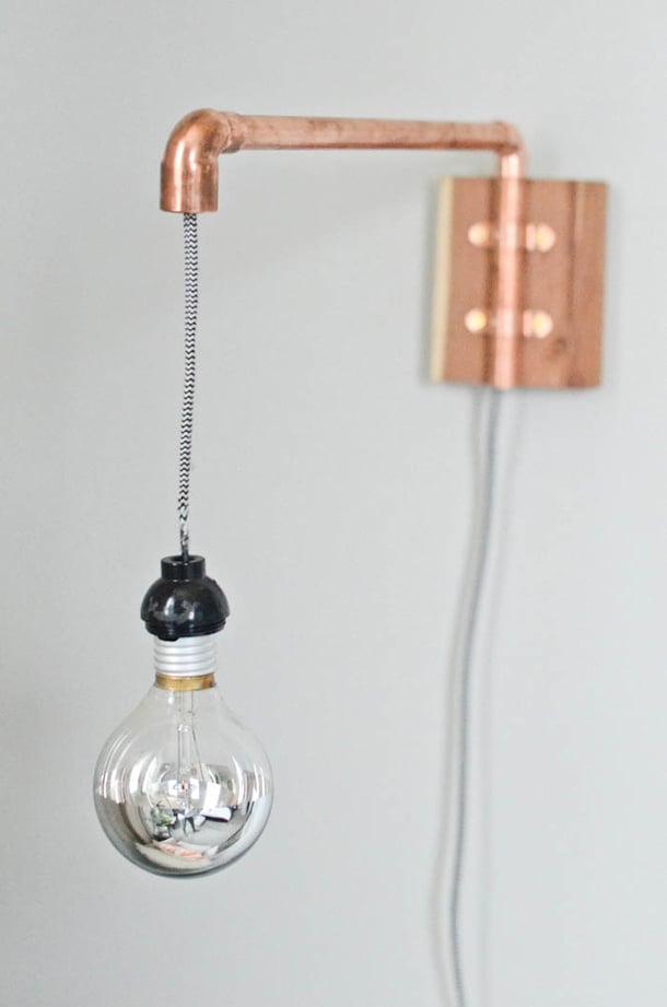 DIY Copper Pipe Wall Sconce | Claire Zinnecker for Camille Styles