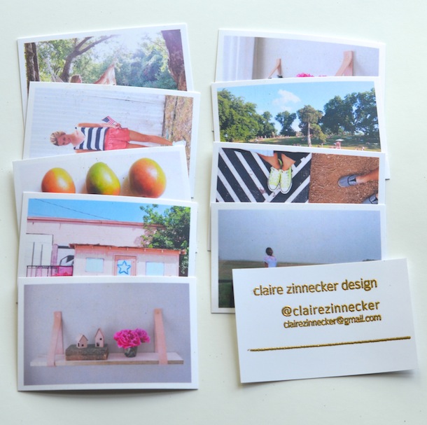 DIY embossed instragram business cards | claire zinnecker for camille styles