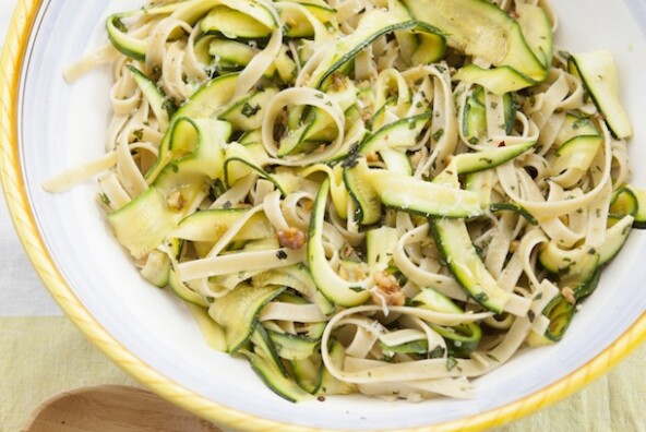 Fettuccini with Zucchini Ribbons & Walnuts by Buff Strickland | Camille Styles