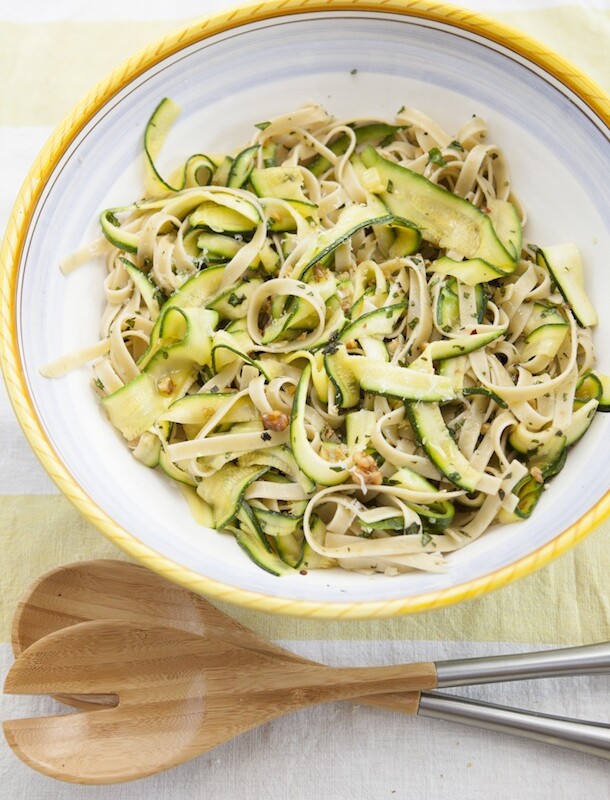Fettuccini with Zucchini Ribbons & Walnuts by Buff Strickland | Camille Styles
