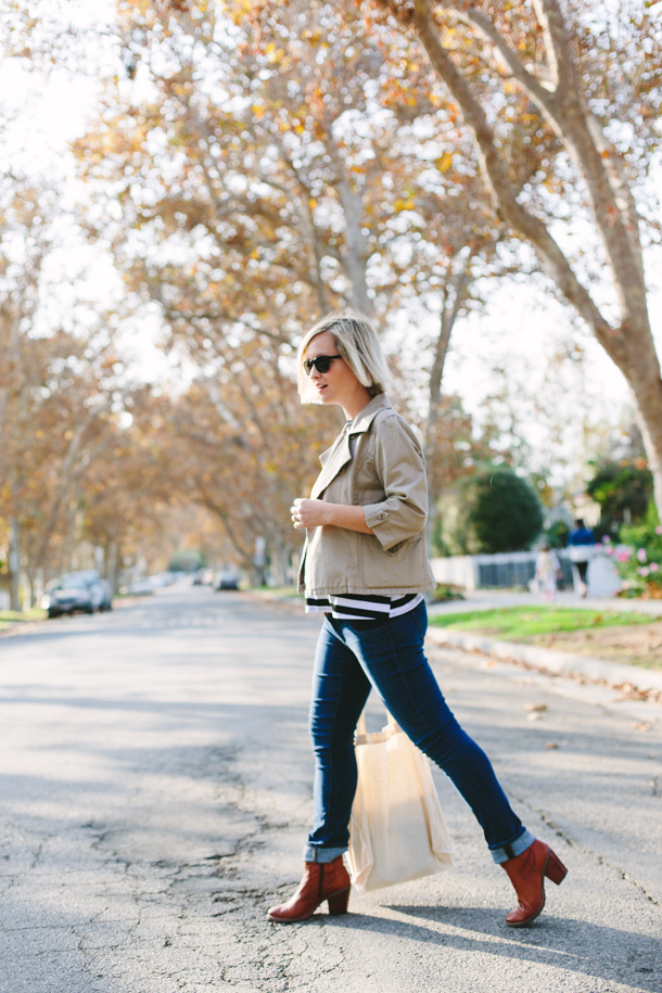 Casual Fall Maternity Outfit styled by Jen Pinkston | photography by Mary Costa for Camille Styles