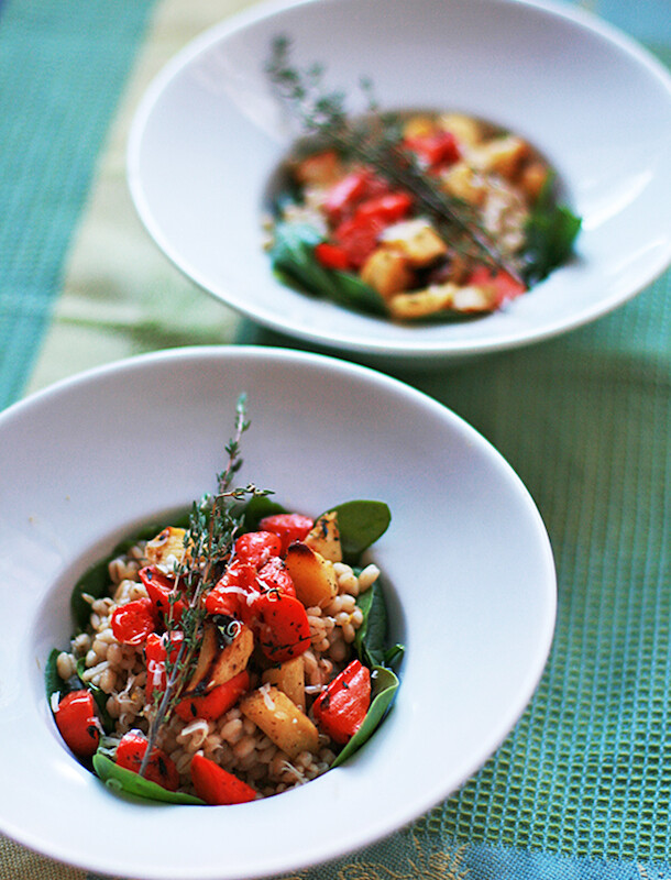 Barley Risotto with Roasted Root Vegetables and Spinach | What Dresscode for Camille Styles