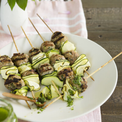 Turkey Koftas with Zucchini Ribbons & Chimichurri | photo by Buff Strickland for Camille Styles