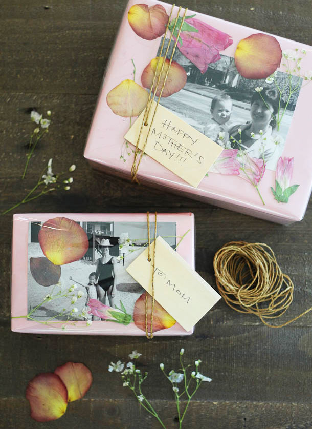 DIY Pressed Flowers Gift Wrapping for Mother's Day | Camille Styles