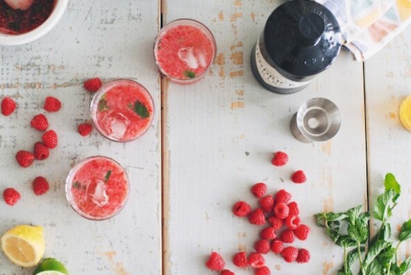 raspberry & gin cocktail making | Camille Styles