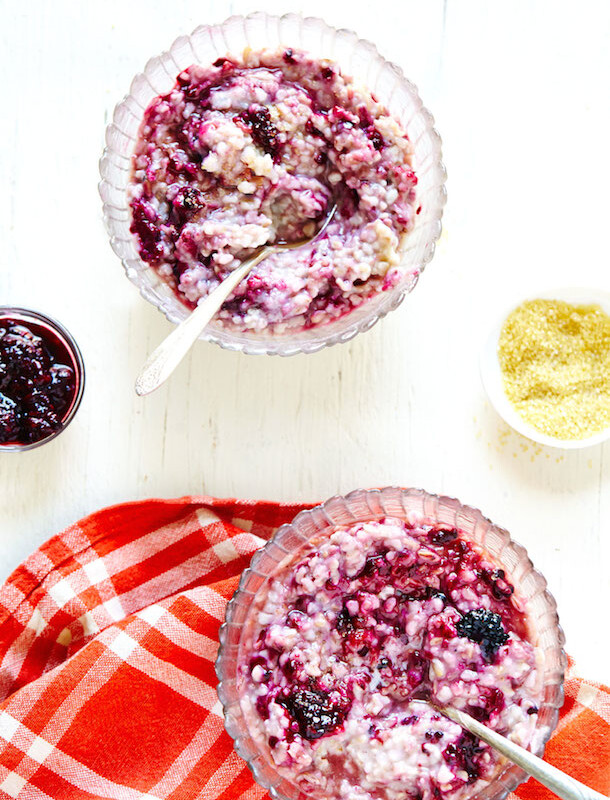 Creamy Cracked Oats with Blackberry Lemon Verbena Compote | Julia Gartland for Camille Styles