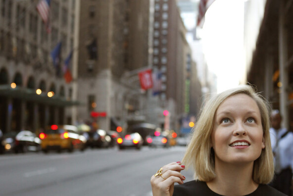 embellished navy dress on the streets of new york