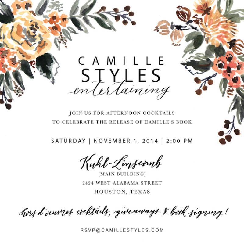 Camille Styles Entertaining Houston Book Party Invitation