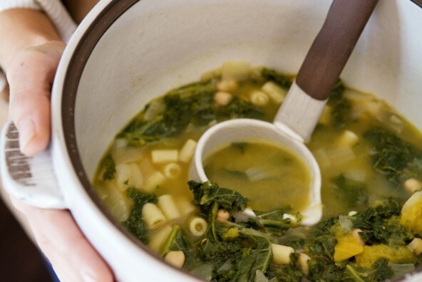 white bean, kale and squash soup
