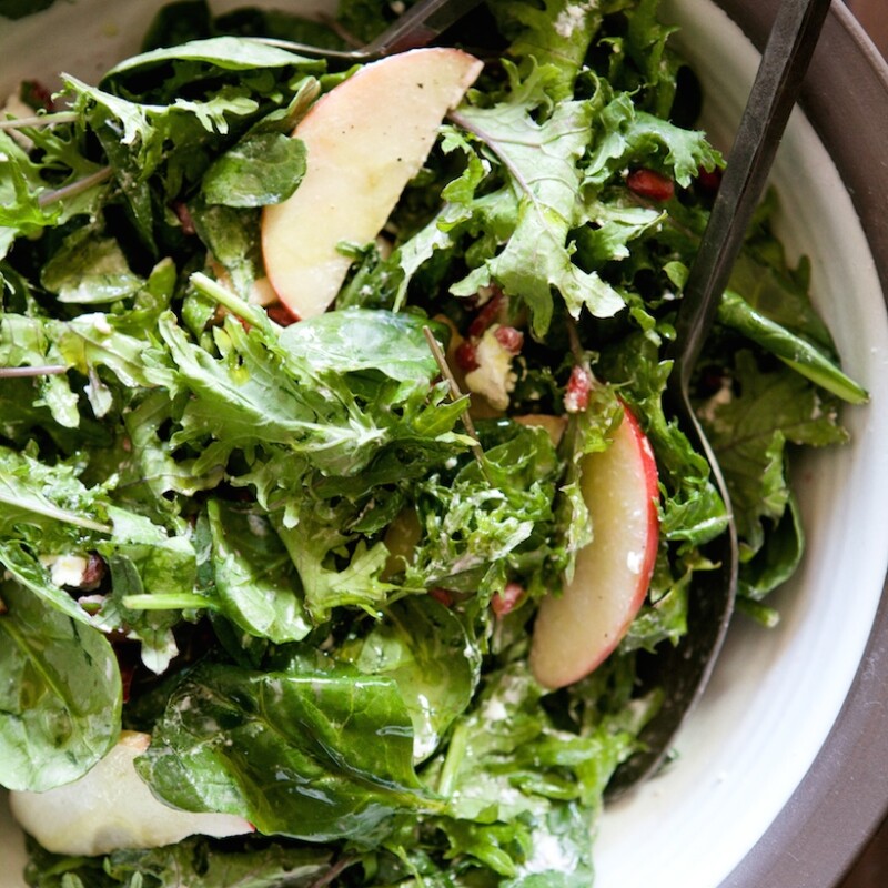 apple, pomegranate, and goat cheese salad