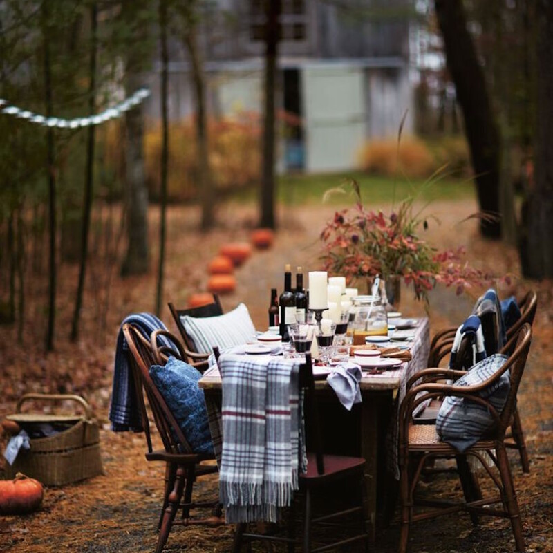 fall dinner party with pumpkin walkway