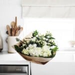 white kitchen and flowers