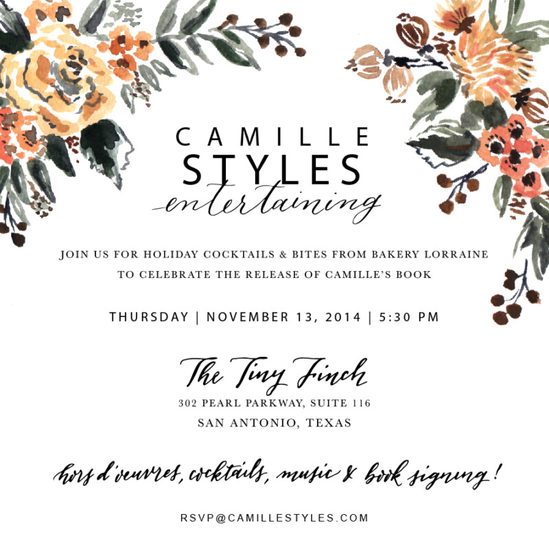 Camille Styles San Antonio book party invitations