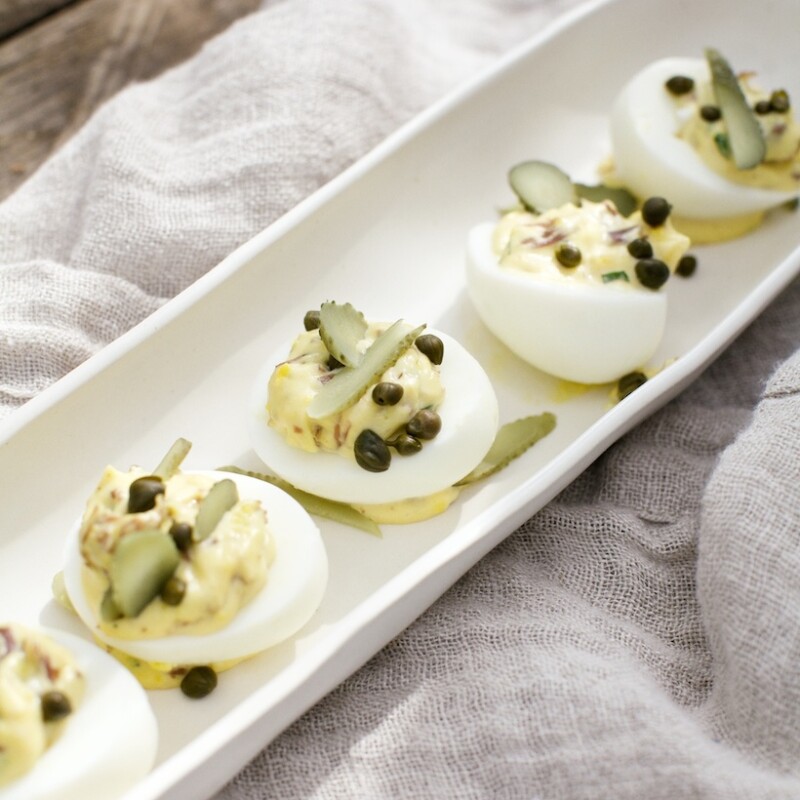 Deviled Eggs with Brisket and Herbs