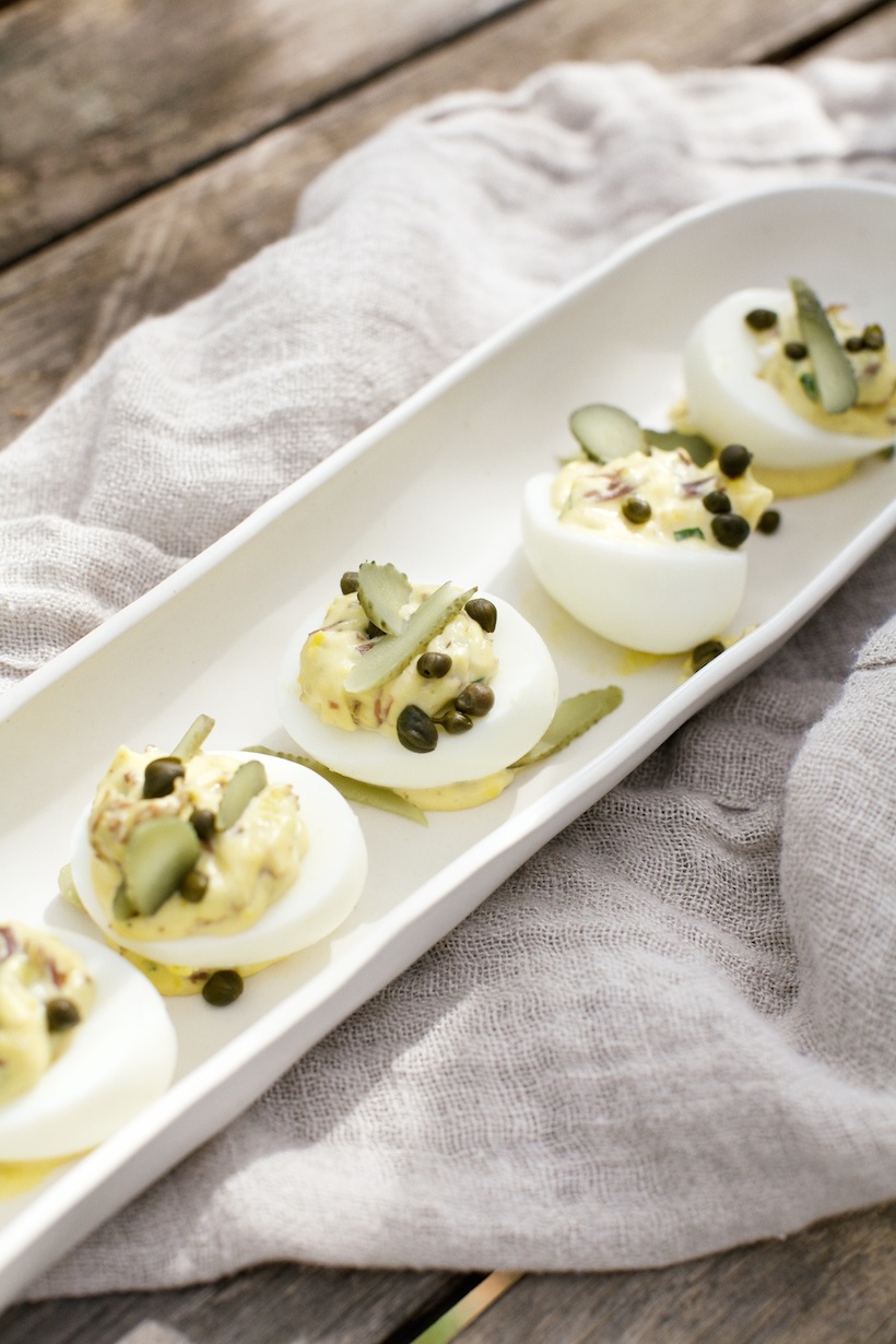 Deviled Eggs with Brisket and Herbs