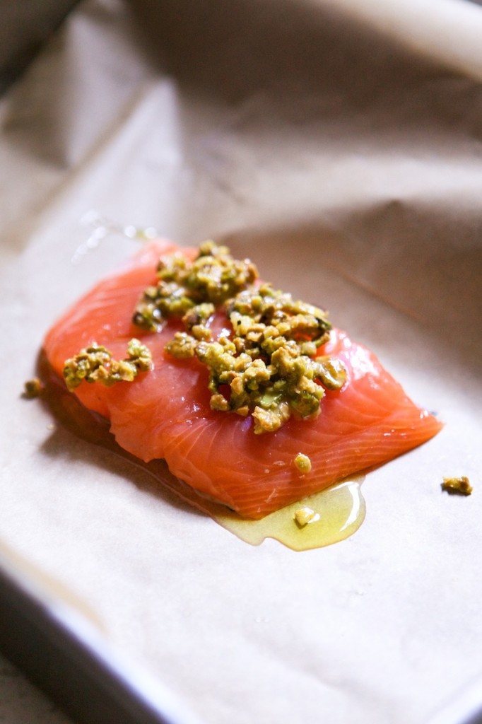 pistachio-crusted salmon 