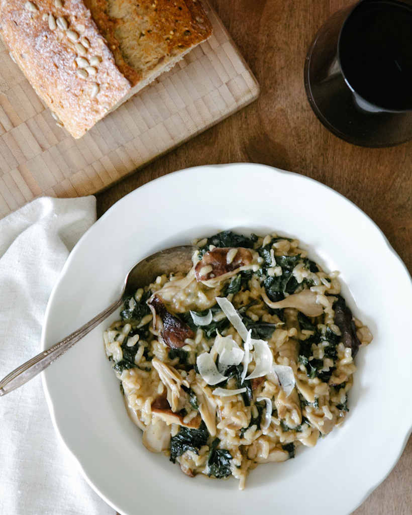 mushroom and kale risotto