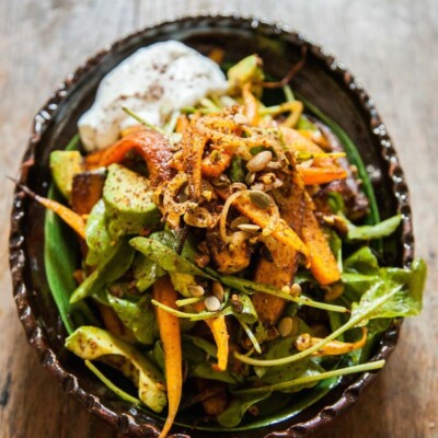 roasted carrot and avocado salad