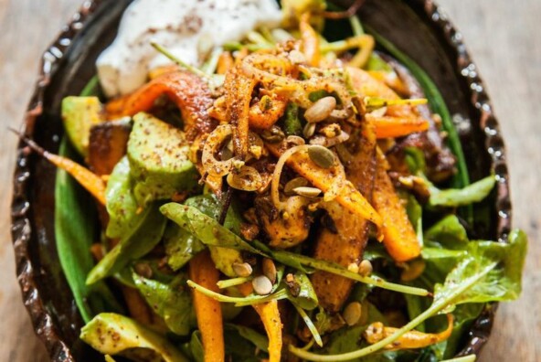 roasted carrot and avocado salad