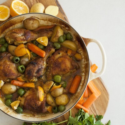 Meyer Lemon Roasted Chicken with Olives