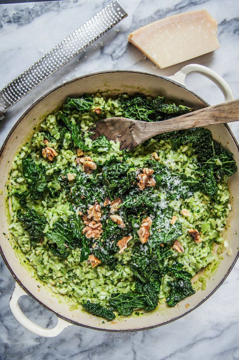 Oven Risotto with Tuscan Kale Pesto