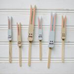 DIY bunny cupcake toppers made using wooden clothespins