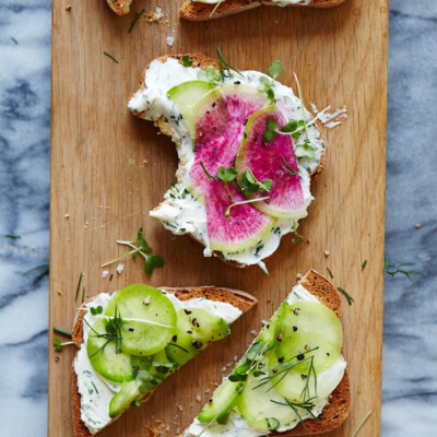 Herbed Goat Cheese and Radish Tartines / Morning Meals