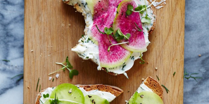 Herbed Goat Cheese and Radish Tartines / Morning Meals