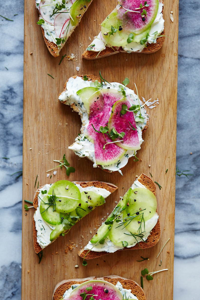 Herbed Goat Cheese and Radish Tartines / Morning Meals