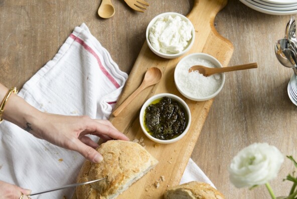 preparing the bread and butter