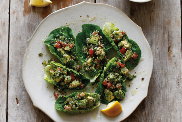 Recipe for Avocado Tabbouleh in Little Gems