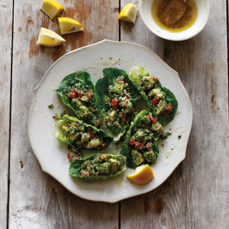 Recipe for Avocado Tabbouleh in Little Gems