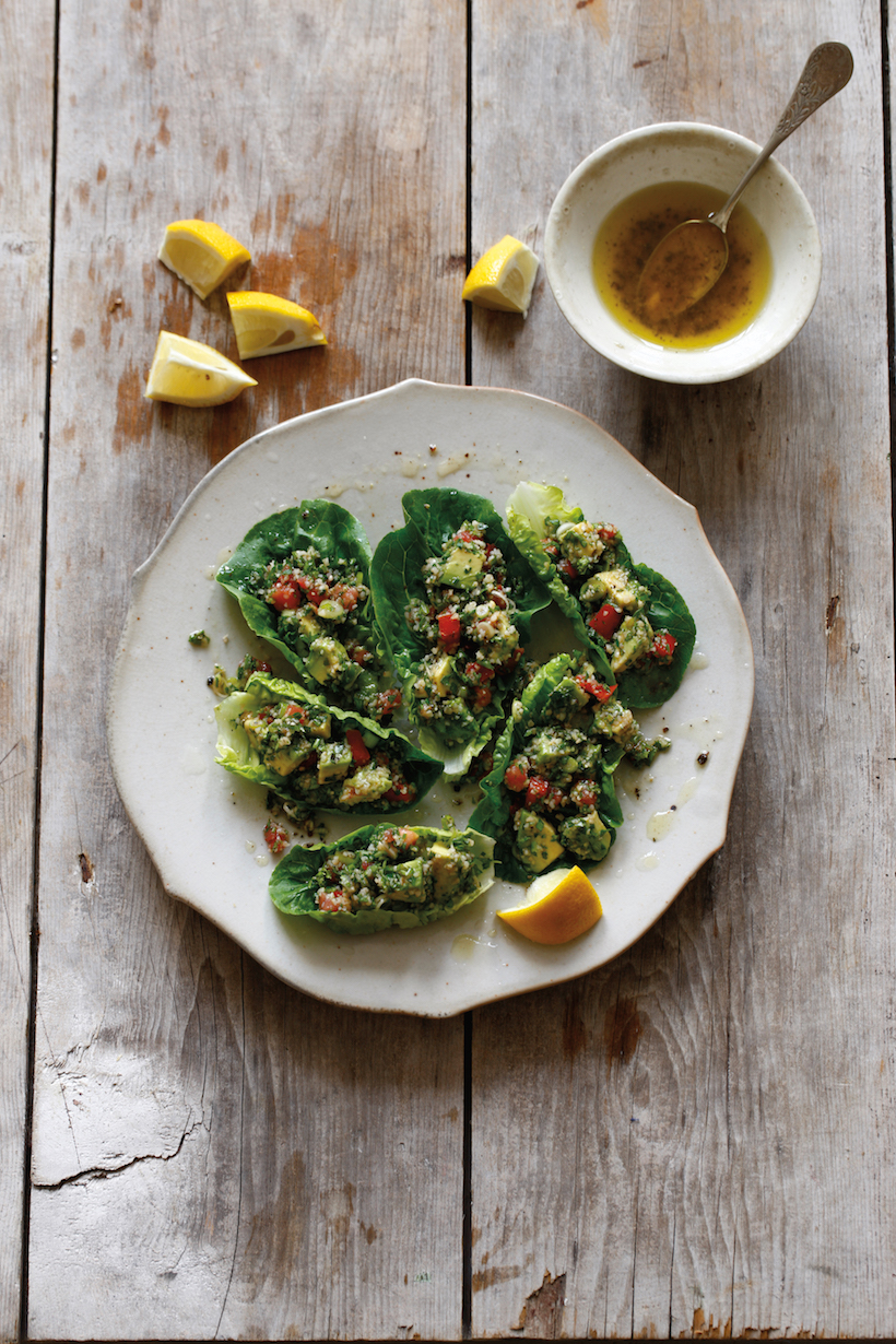 Recipe for Avocado Tabbouleh in Little Gems