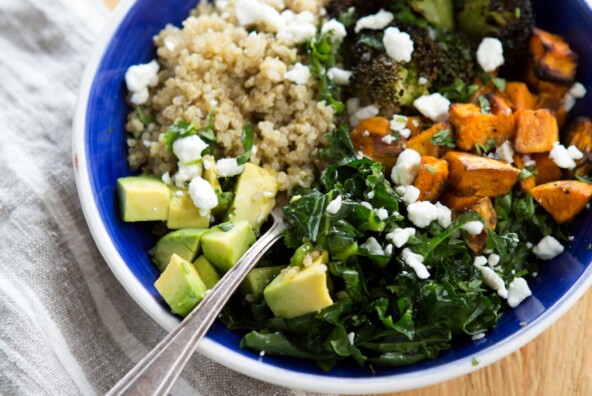 sweet potato, avocado, and quinoa bowl