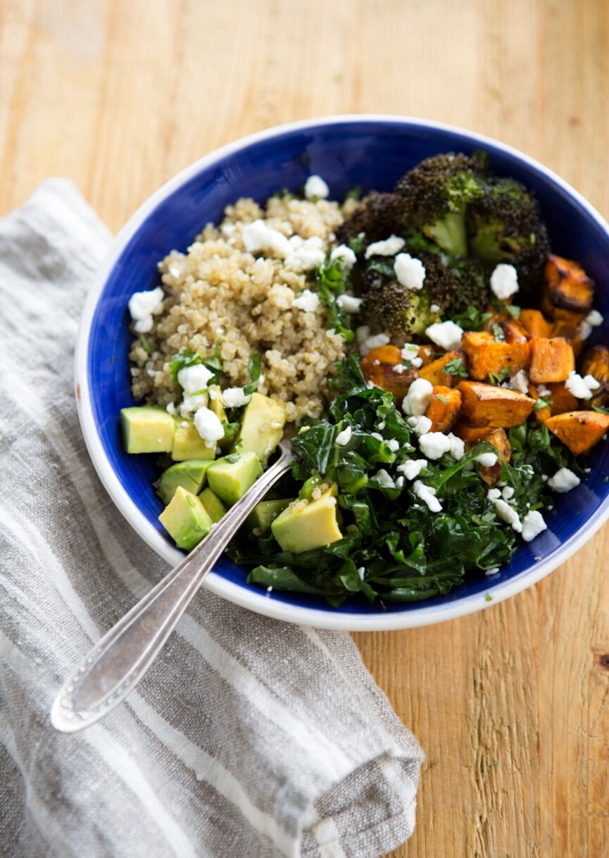 sweet potato, avocado, and quinoa bowl