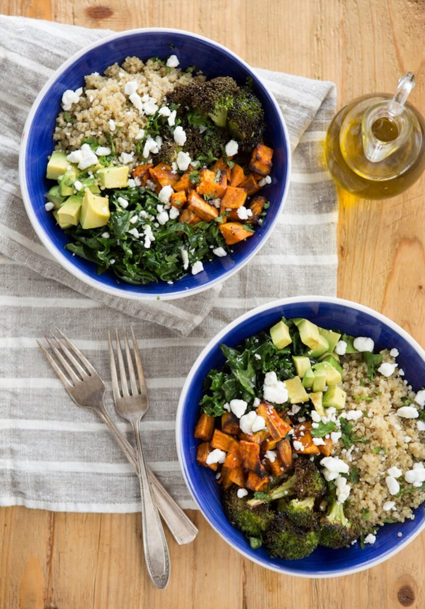 sweet potato, avocado, and quinoa bowl