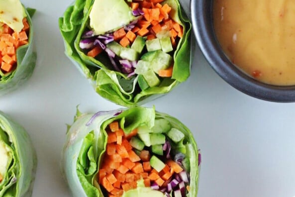 Vegetable Rolls with Spicy Nut Sauce