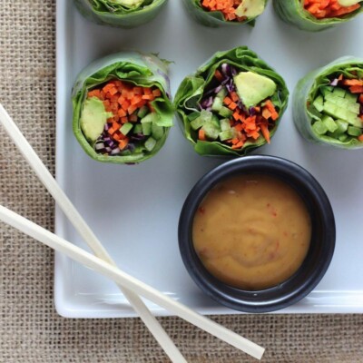 Vegetable Rolls with Spicy Nut Sauce