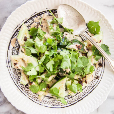 bashed cucumber salad w/ sesame vinaigrette & sichuan oil