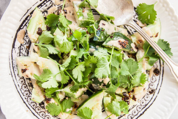 bashed cucumber salad w/ sesame vinaigrette & sichuan oil