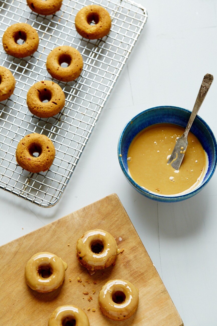 maple molasses donuts with glaze